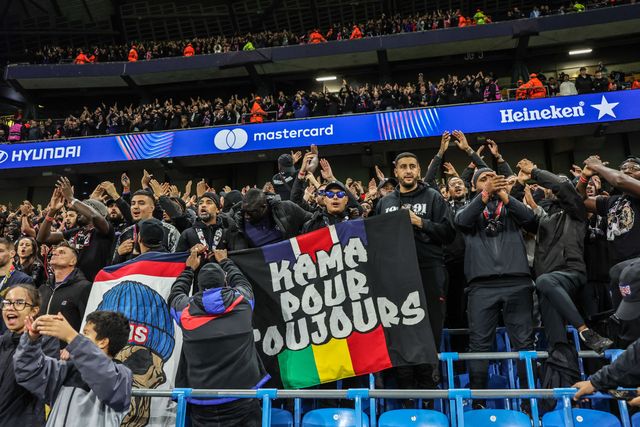 PSG fans during the UEFA Champions League Matchday 2 of 8 match Manchester City vs Paris Saint-Germain at City of Manchester Stadium, Manchester, United Kingdom on 14 October 2026

(Photo by Mark Cosgrove/News Images)