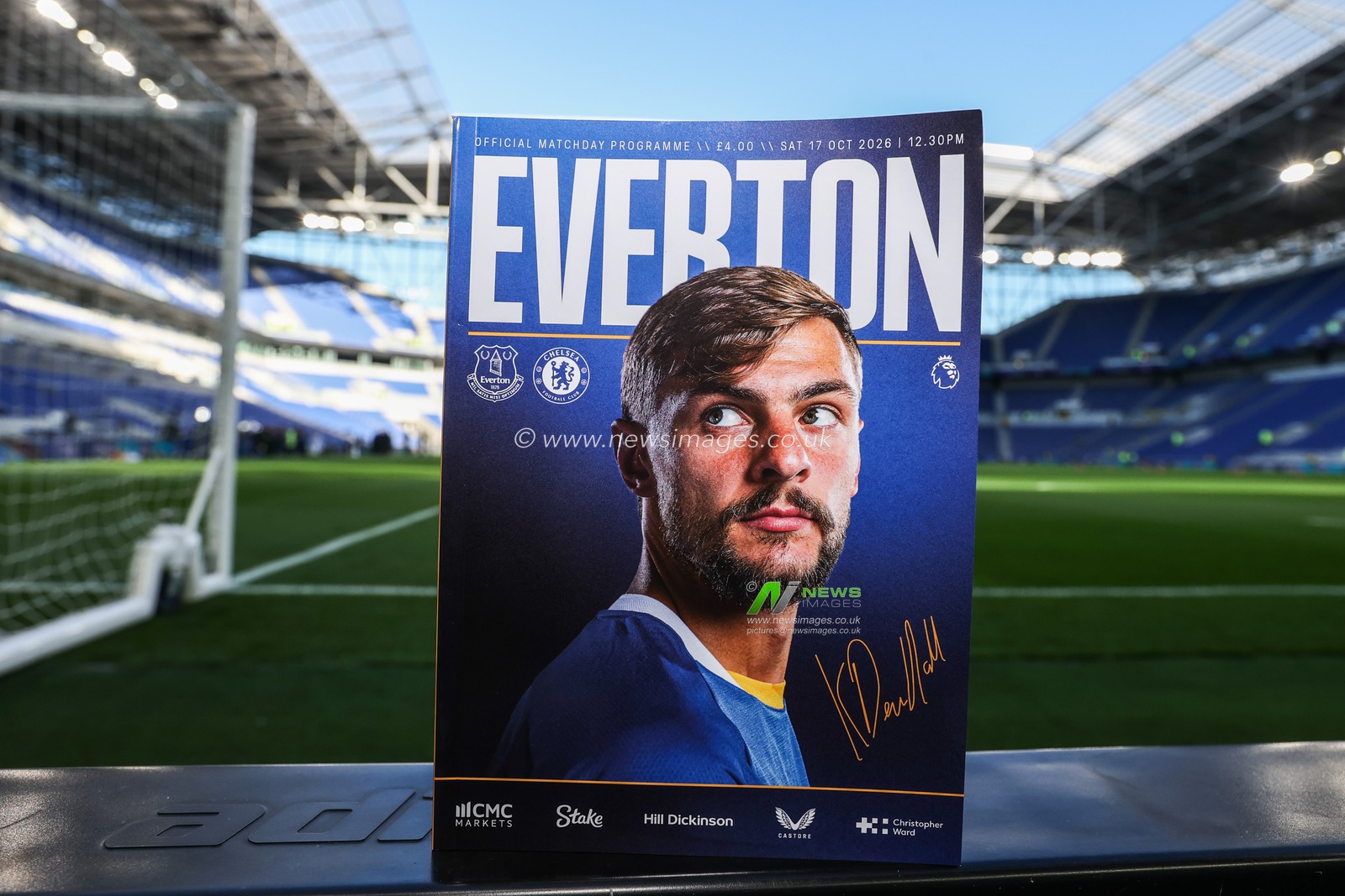 Kiernan Dewsbury-Hall of Everton on the front cover of the match day programme during the Premier League match Everton vs Chelsea at Hill Dickinson Stadium, Liverpool, United Kingdom on 17 October 2026

(Photo by Alfie Cosgrove/News Images)