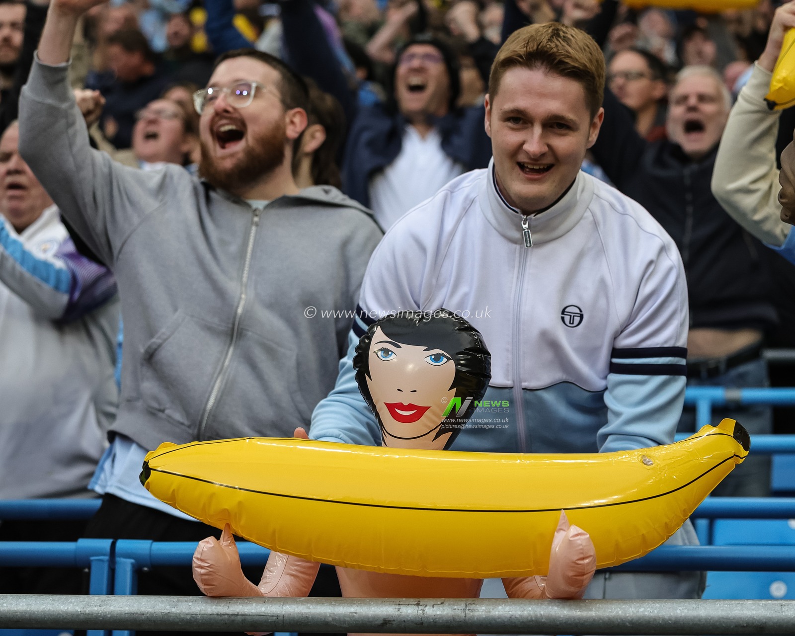 A blow-up doll holding a blow-up banana during the Premier League match Manchester City vs Ipswich Town at Etihad Stadium, Manchester, United Kingdom on 17 October 2026

(Photo by Mark Cosgrove/News Images)