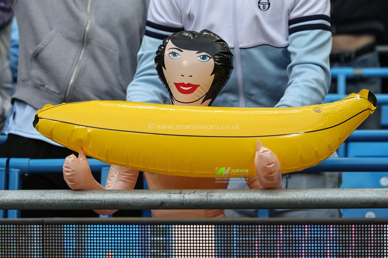 A blow-up doll holding a blow-up banana during the Premier League match Manchester City vs Ipswich Town at Etihad Stadium, Manchester, United Kingdom on 17 October 2026

(Photo by Mark Cosgrove/News Images)
