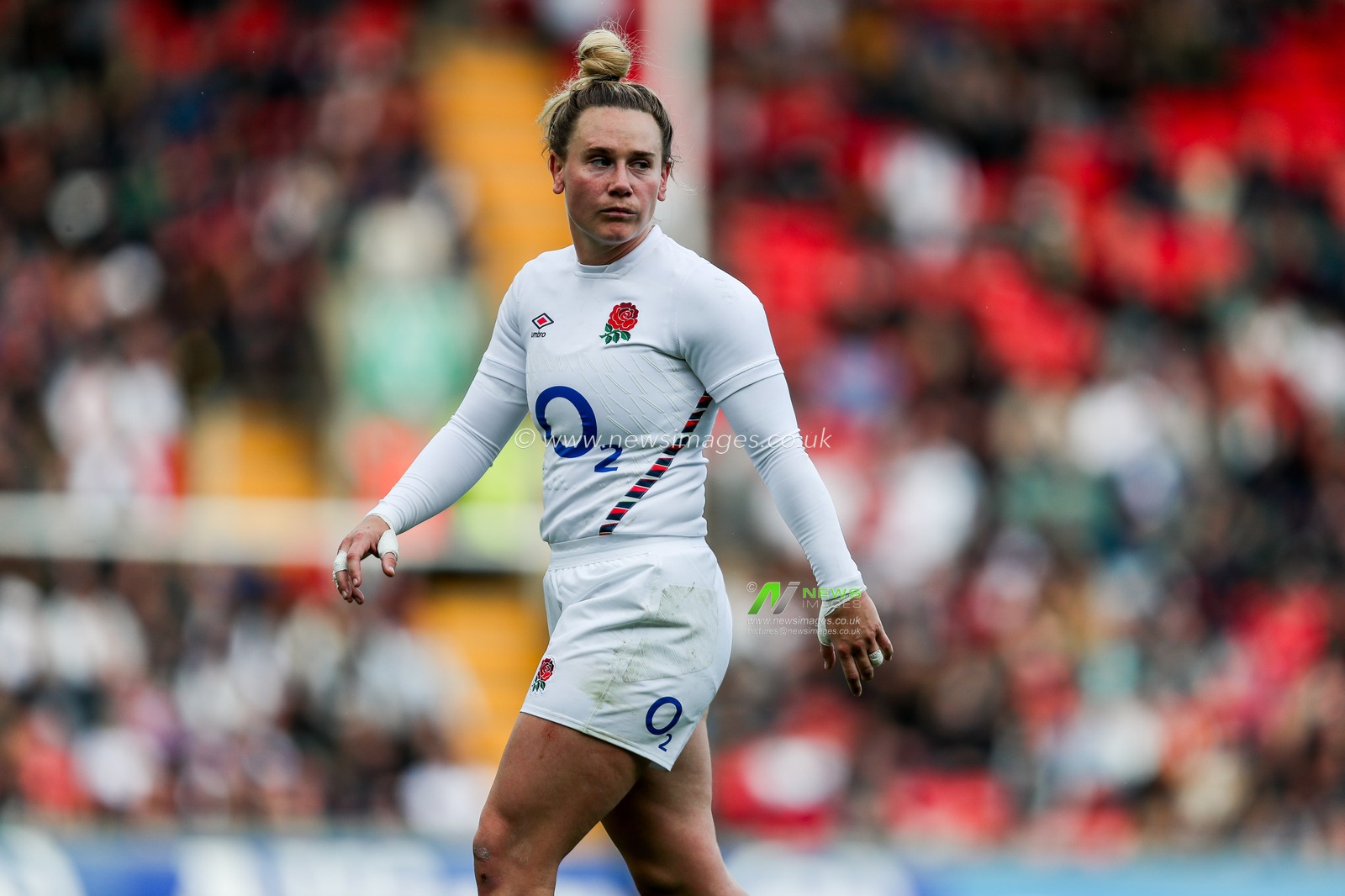Rosie Galligan of England Women looks on during the 2025 Guinness Womenâ€™s 6 Nations match England vs Scotland at Mattioli Woods Welford Road Stadium, Leicester, United Kingdom, 19th April 2025

(Photo by Izzy Poles/News Images)