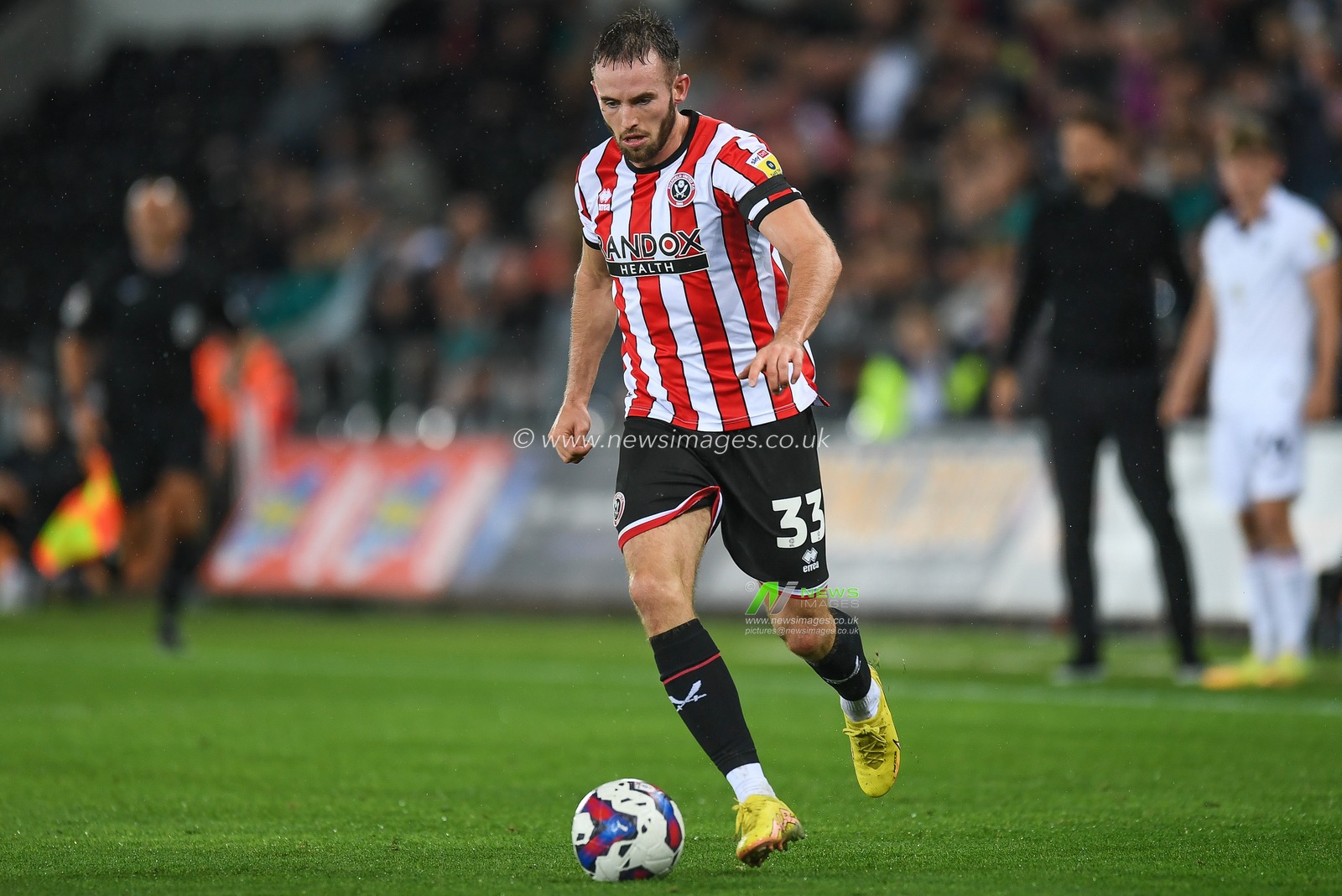 Rhys Norrington-Davies #33 of Sheffield United during the Sky Bet Championship match Swansea City vs Sheffield United at Swansea.com Stadium, Swansea, United Kingdom, 13th September 2022

(Photo by Mike Jones/News Images)