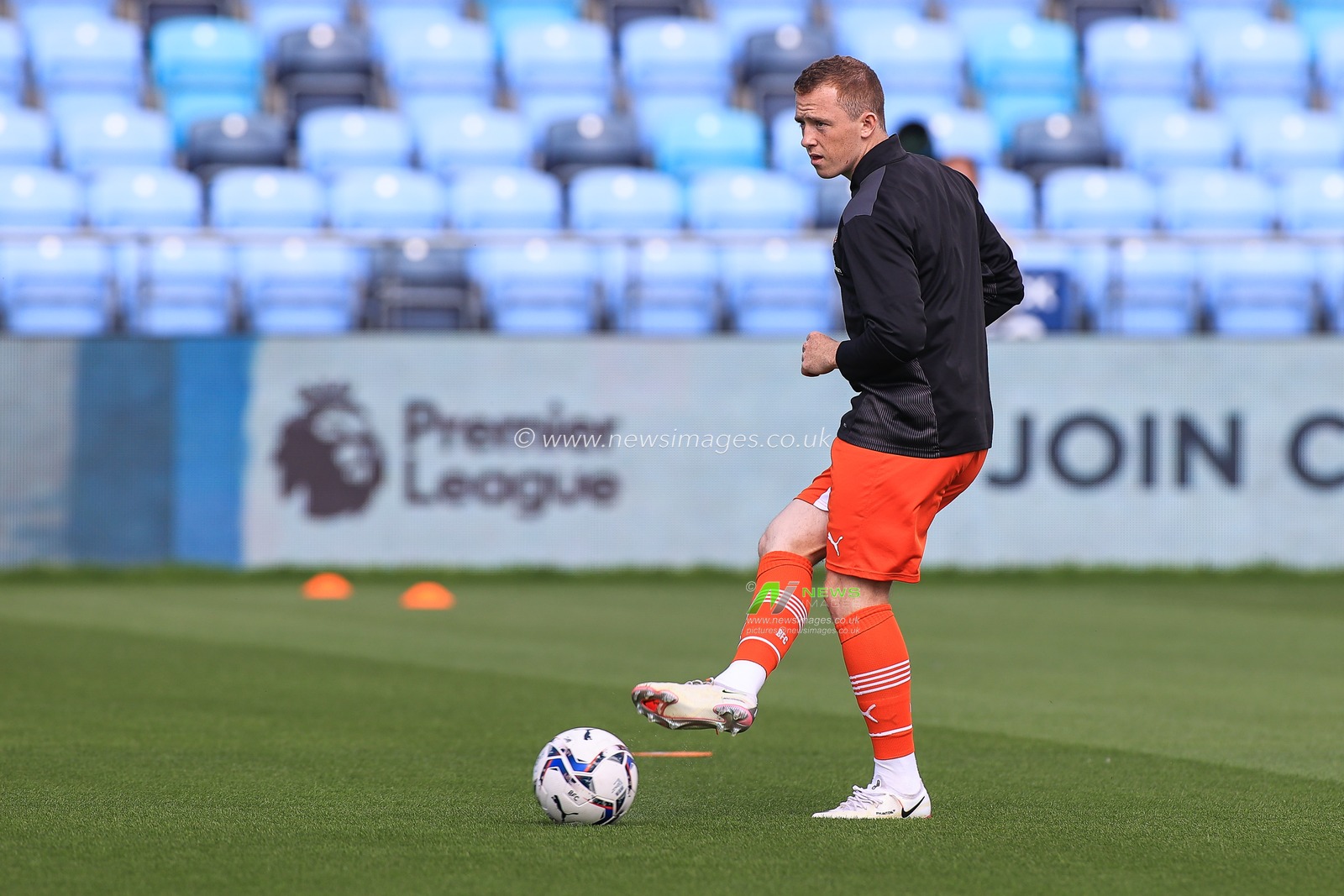 Shayne Lavery of Blackpool during the pre-game warmup