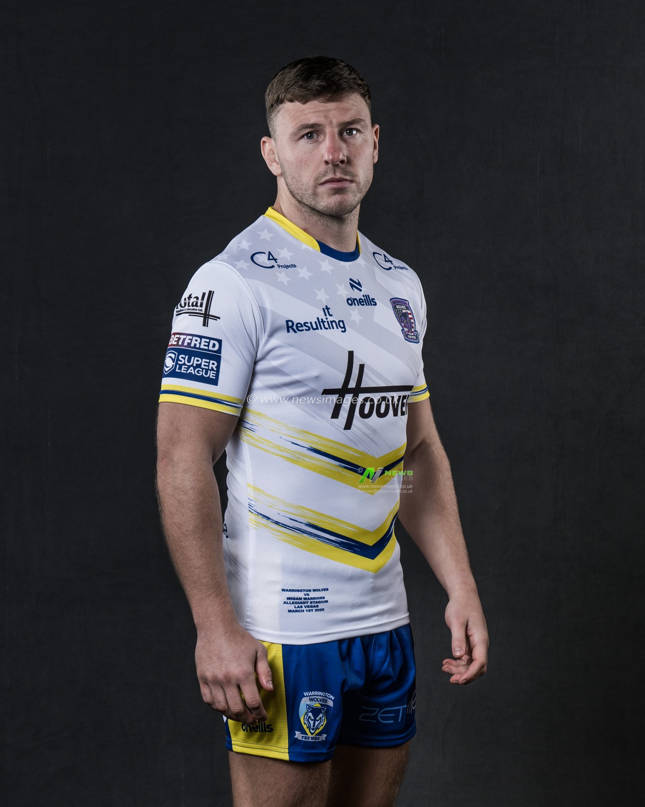 George Williams in the Las Vegas kit during the Warrington Wolves Team media day at Warrington wolves training centre, Warrington, United Kingdom, 16th January 2025

(Photo by Craig Thomas/News Images)