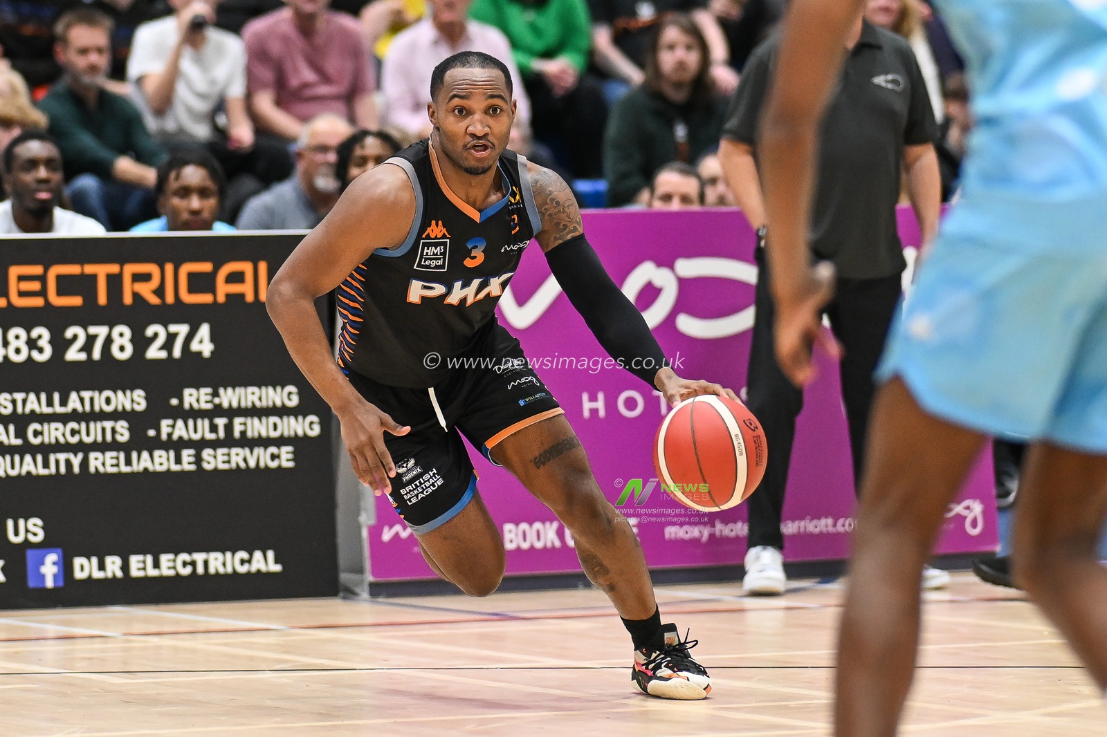 LaQuincy Rideau of Cheshire Phoenix dribbles during the British Basketball Championship match Cheshire Phoenix vs Surrey Scorchers at Ellesmere Port Sports Village, Ellesmere Port, United Kingdom, 19th November 2023

(Photo by Craig Thomas/News Images)