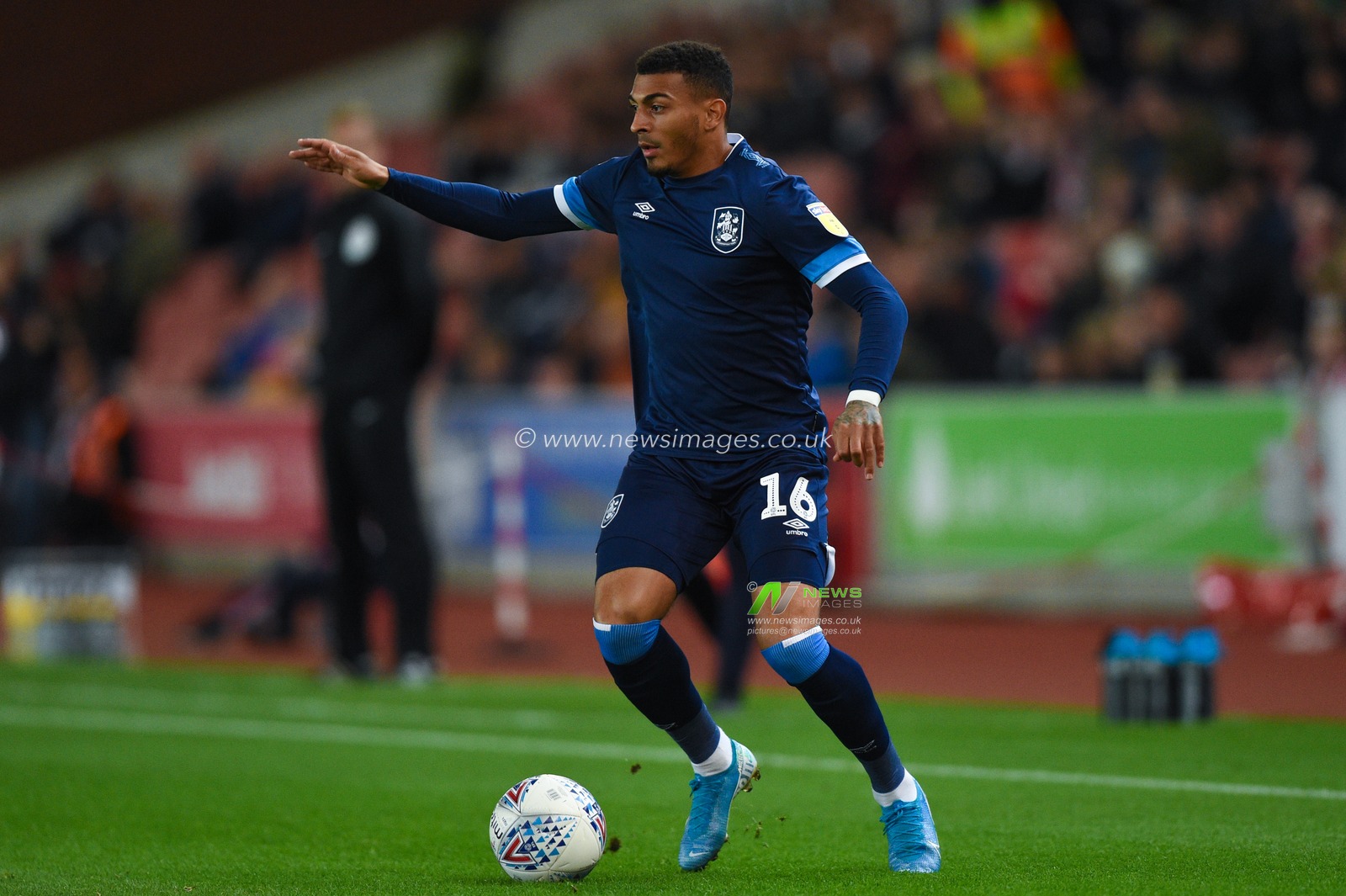 1st October 2019, Bet365 Stadium, Stoke-on-Trent, England; Sky Bet Championship, Stoke City v Huddersfield Town : Karlan Grant (16) of Huddersfield Town in action during the game

Credit: Richard Long/News Images