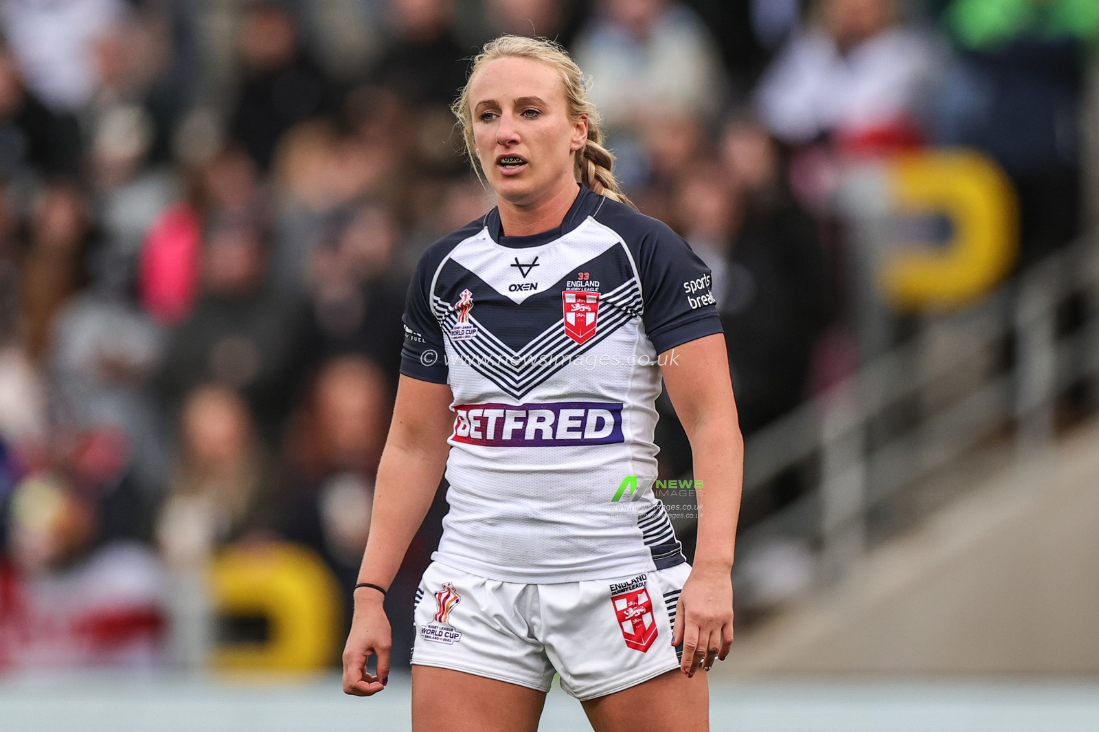 Jodie Cunningham England during the Women's Rugby League World Cup 2021 match England Women vs Brazil Women at Headingley Stadium, Leeds, United Kingdom, 1st November 2022

(Photo by Mark Cosgrove/News Images)