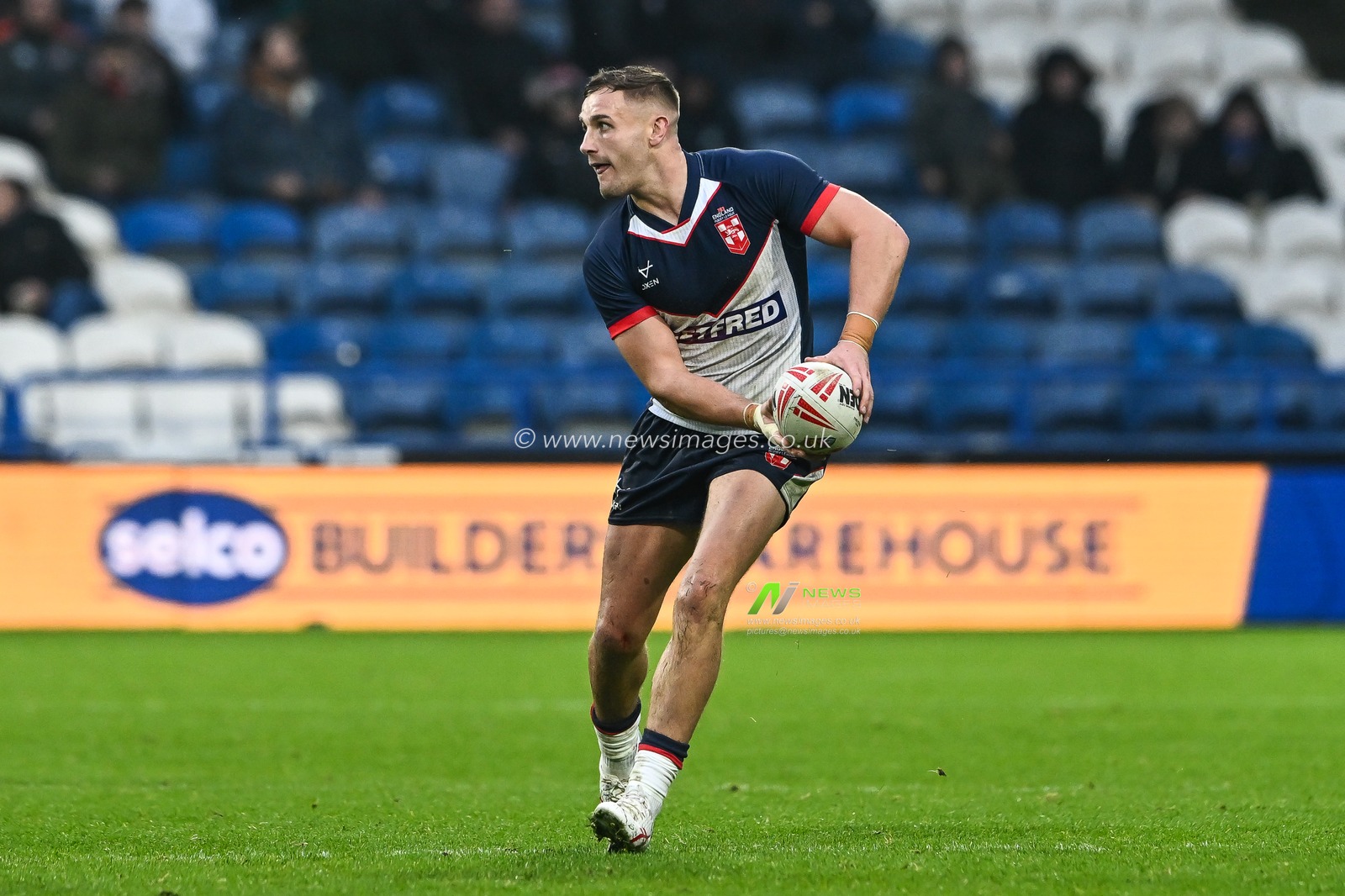 Matty Lees of England in action during the Rugby League International match England vs Tonga at John Smith's Stadium, Huddersfield, United Kingdom, 28th October 2023

(Photo by Craig Thomas/News Images)