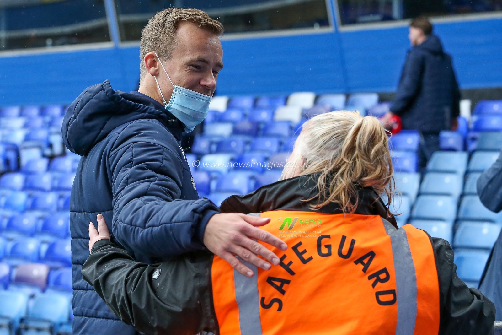 Maikel Kieftenbeld #16 of Milwall shows his appreciation to a steward