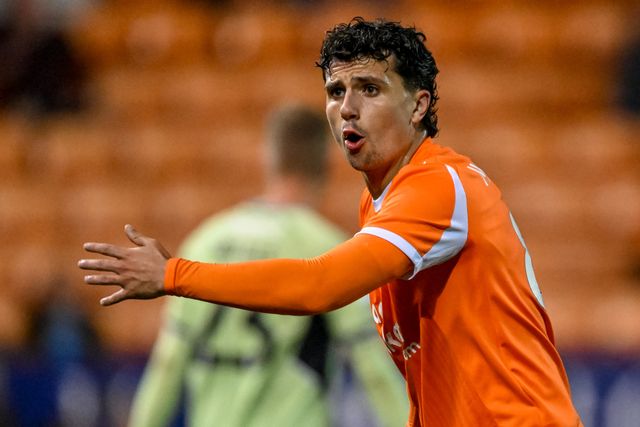 Albie Morgan of Blackpool looks shocked at a decision during the Sky Bet League 1 match Blackpool vs Luton Town at Bloomfield Road, Blackpool, United Kingdom, 30th September 2025

(Photo by Adam Gee/News Images)