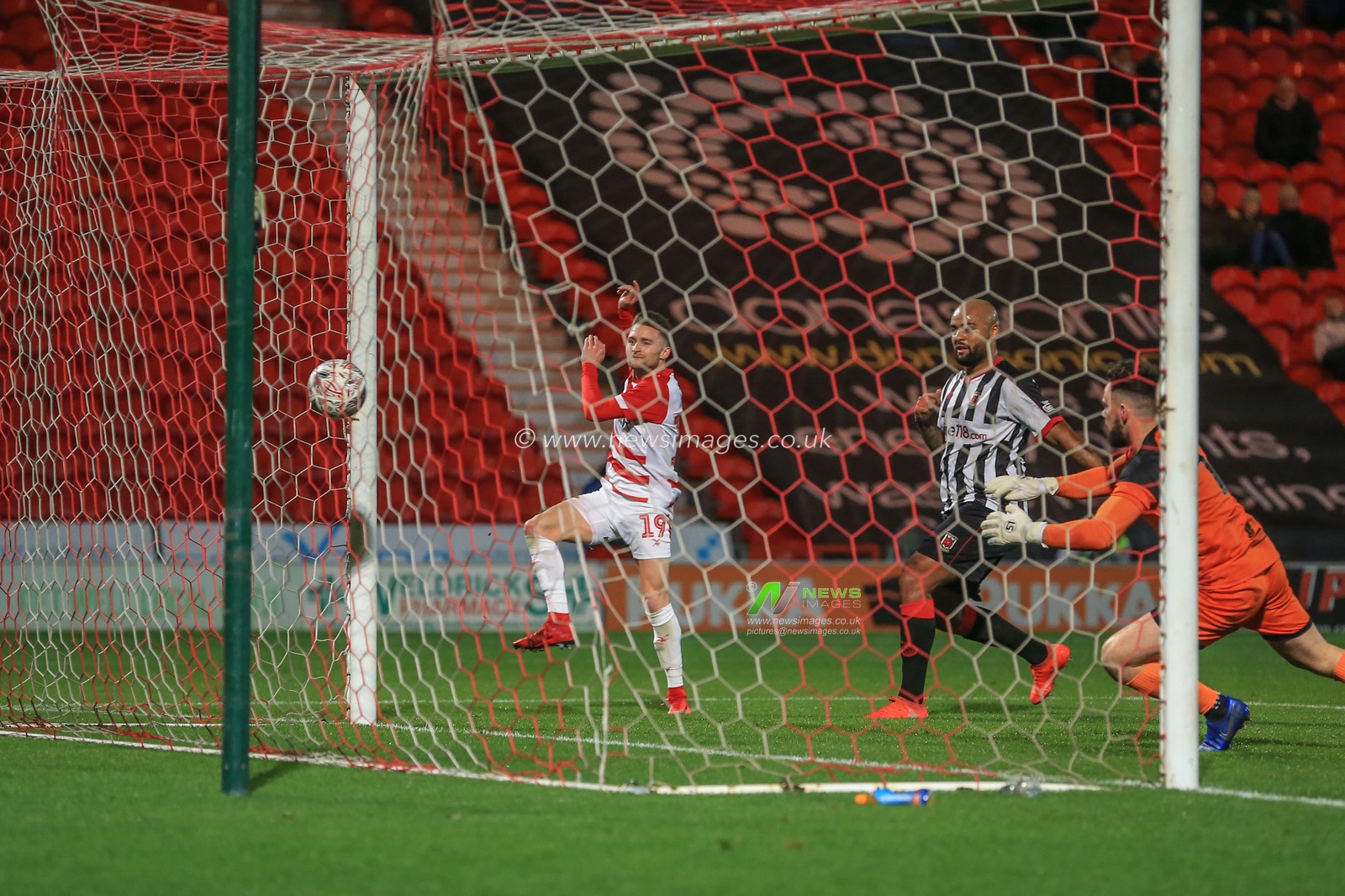 20th November 2018, Keepmoat Stadium, Doncaster, England; The Emirates FA Cup, Round 1, Doncaster Rovers v Chorley ; Alfie May (19) of Doncaster scores his first half hat-trick to make it 5-0
Credit: Mark Cosgrove/News Images

English Football League images are subject to DataCo Licence