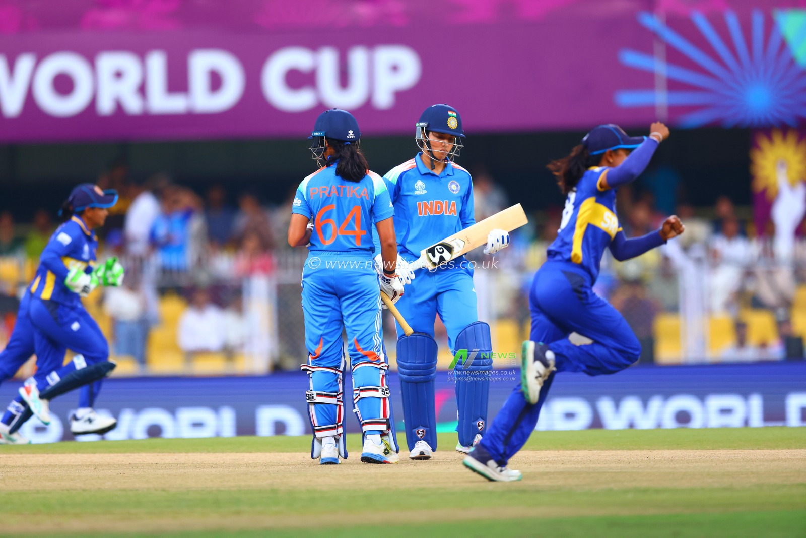 Smriti Mandhana of India got caught out by Vishmi Gunarathne of Sri Lanka during the ICC Women's World Cup India Women v Sri Lanka Women at ACA Barsapara Cricket Stadium, Guwahati, India, 30th September 2025

(Photo by Shubhajit Roy Karmakar/News Images)