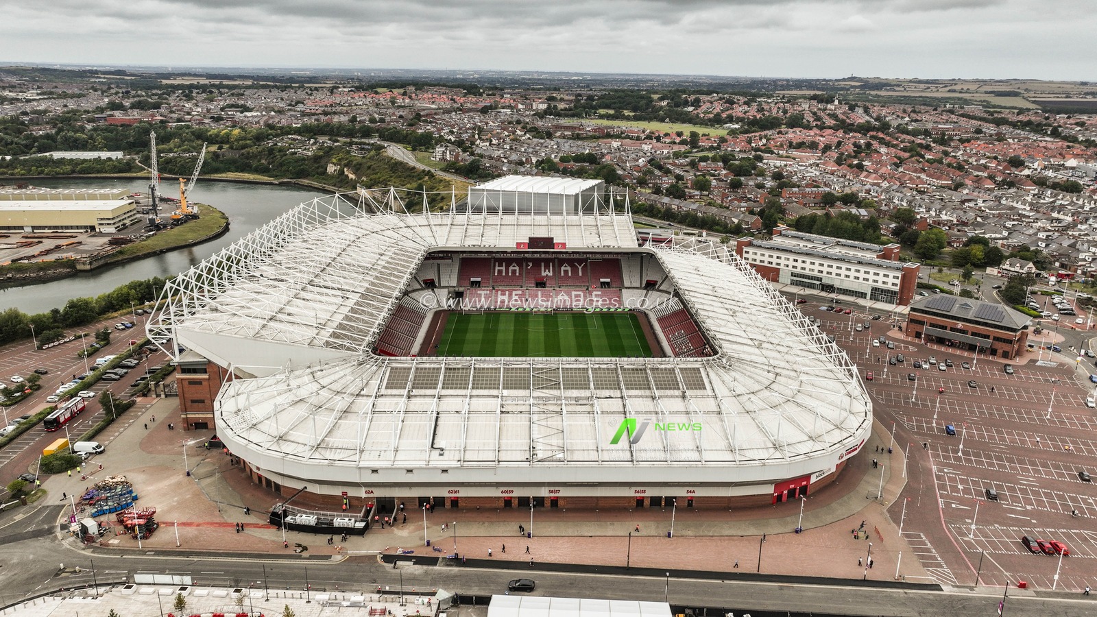 An aerial view of the Stadium Of Light ahead of the Premier League match Sunderland vs West Ham United at Stadium Of Light, Sunderland, United Kingdom, 16th August 2025

(Photo by Alfie Cosgrove/News Images)