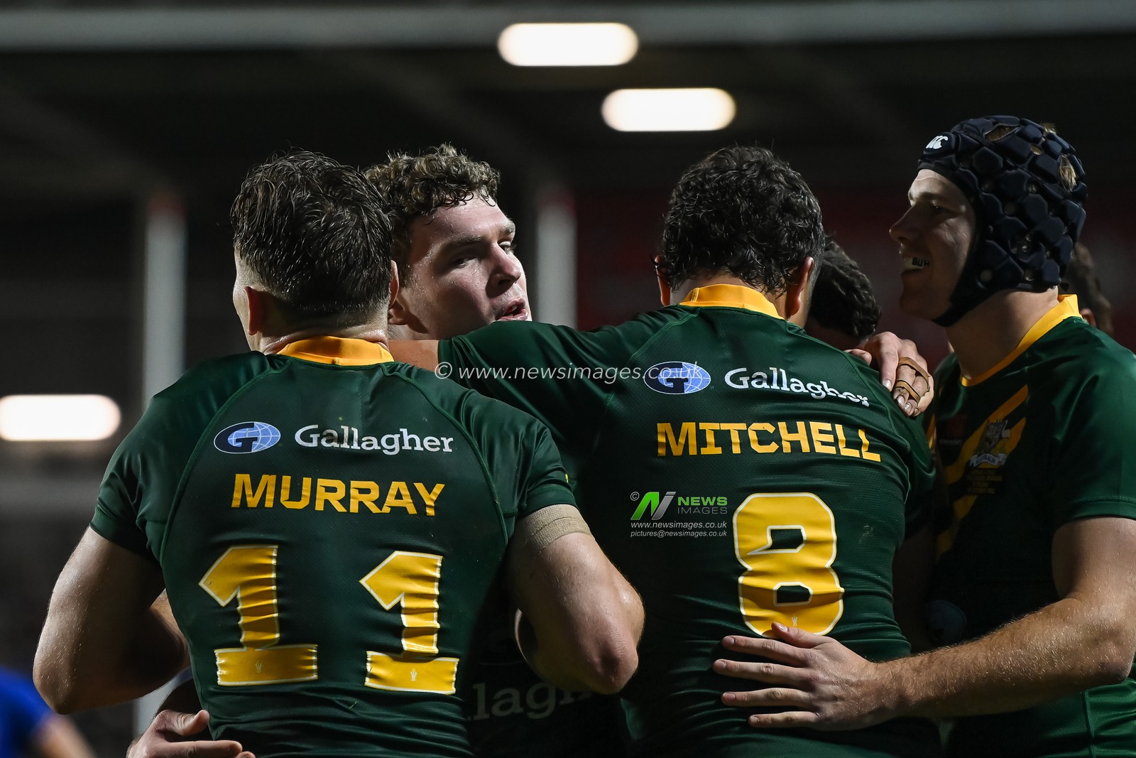 Liam Martin of Australia celebrates his try during the Rugby League World Cup 2021 match Australia vs Italy at Totally Wicked Stadium, St Helens, United Kingdom, 29th October 2022

(Photo by Craig Thomas/News Images)