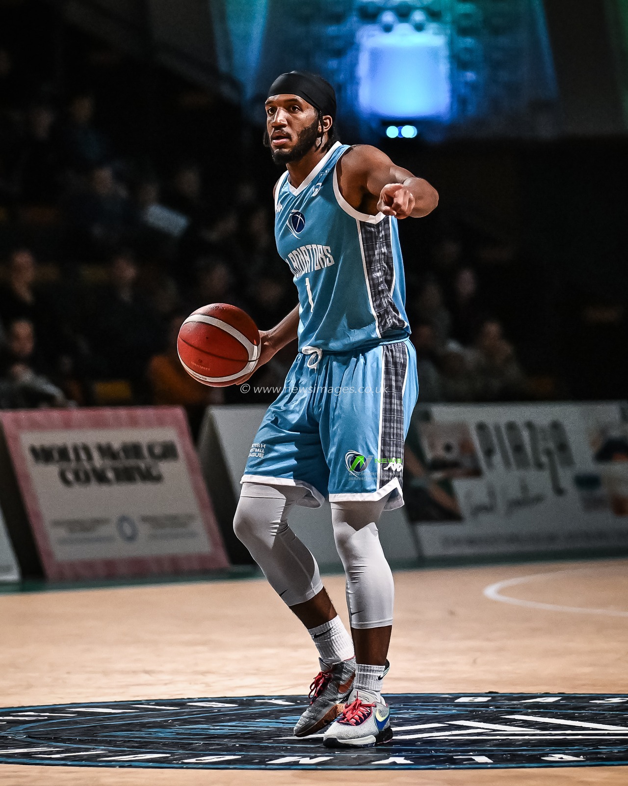 Ian Dubose #1 of Caledonia Gladiators gives his team mates instructions during the British Basketball Championship match Plymouth City Patriots vs Caledonia Gladiators at Plymouth Pavilions, Plymouth, United Kingdom, 3rd November 2023

(Photo by Craig Thomas/News Images)