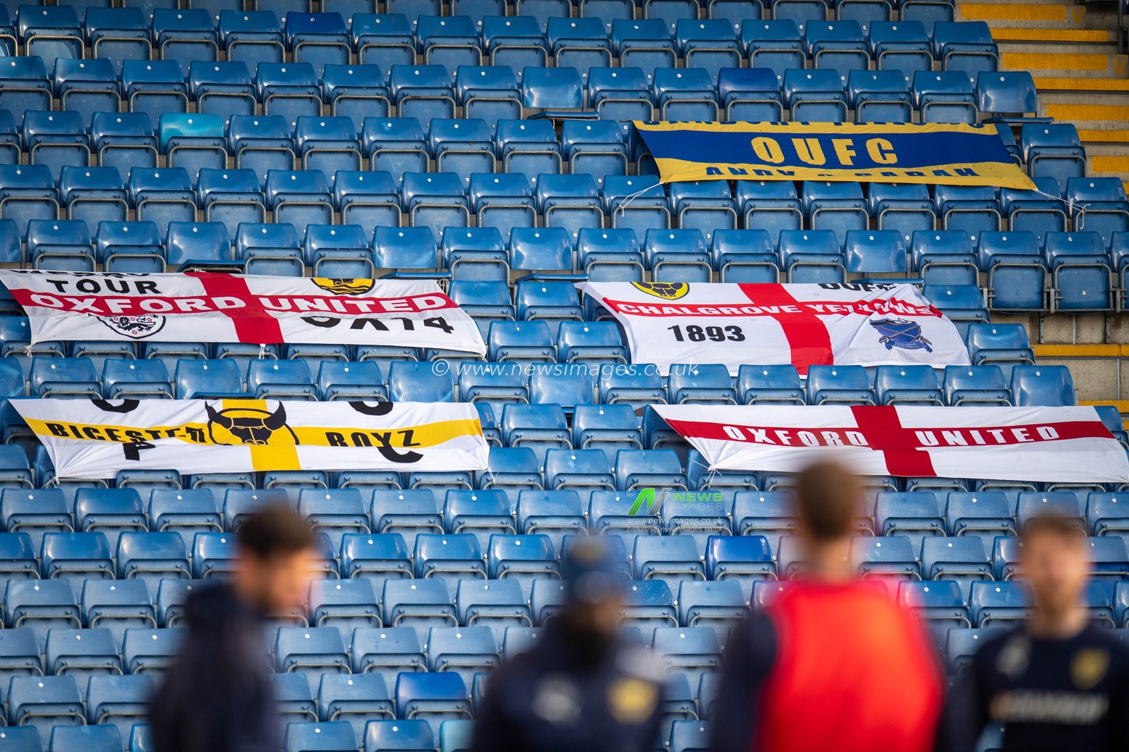 Oxford Utd flags in the Stands