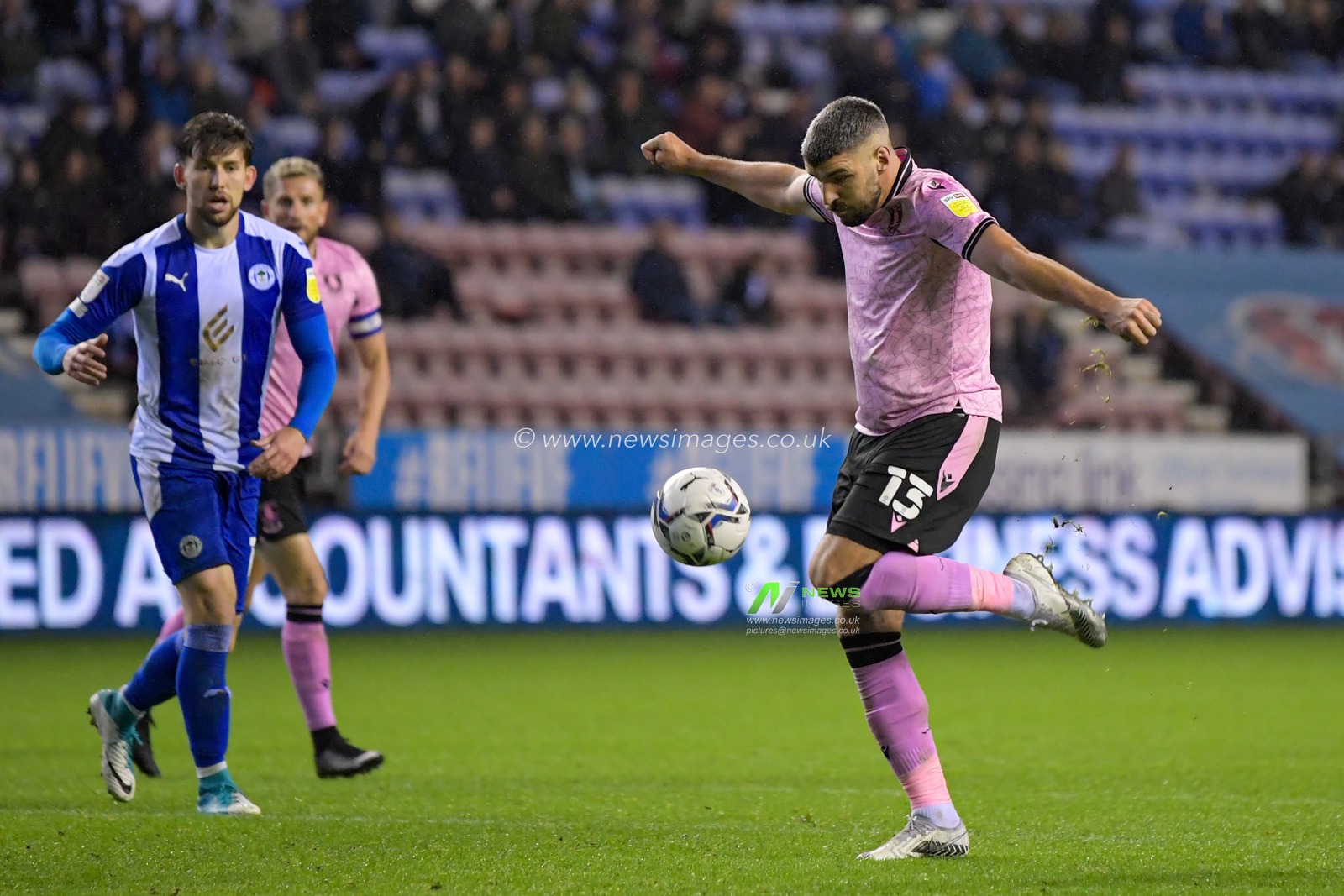 Callum Paterson #13 of Sheffield Wednesday has a shot at goal