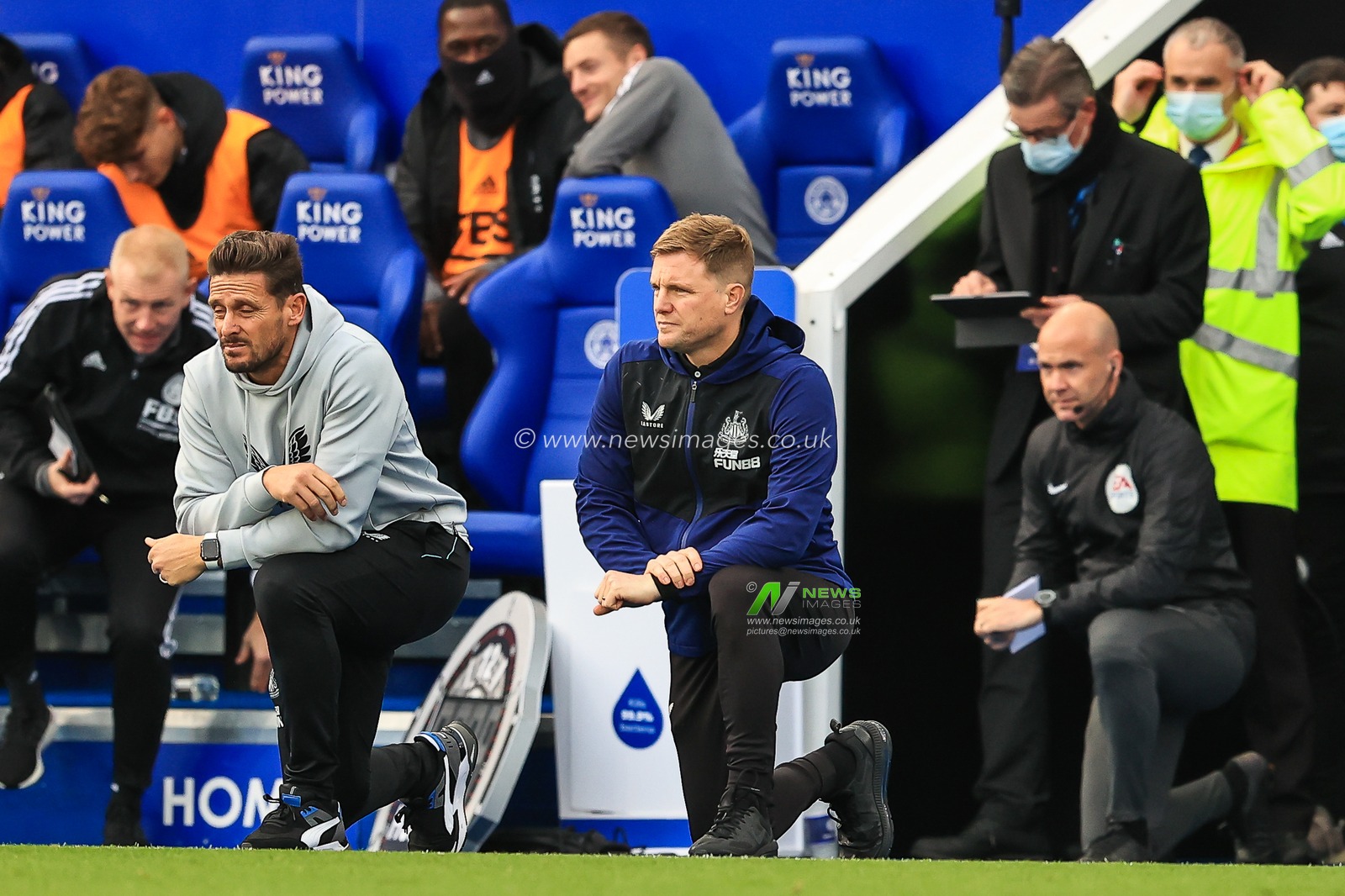 Eddie Howe manager of Newcastle United takes a knee before kick off