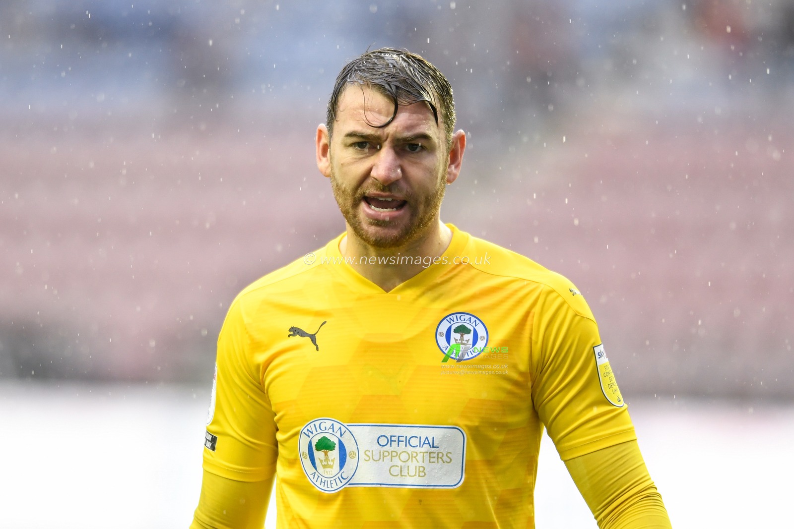 Jamie Jones (1) of Wigan Athletic in action during the game