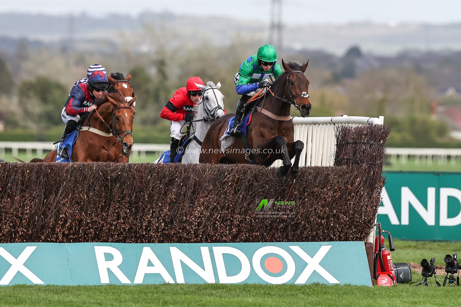 Ginny's Destiny takes the lead during the 1.45pm The Close Brothers Manifesto Novicesâ€™ Steeple Chase (Class 1) Randox Grand National 2024 Opening Day at Aintree Racecourse, Liverpool, United Kingdom, 11th April 2024

(Photo by Mark Cosgrove/News Images)