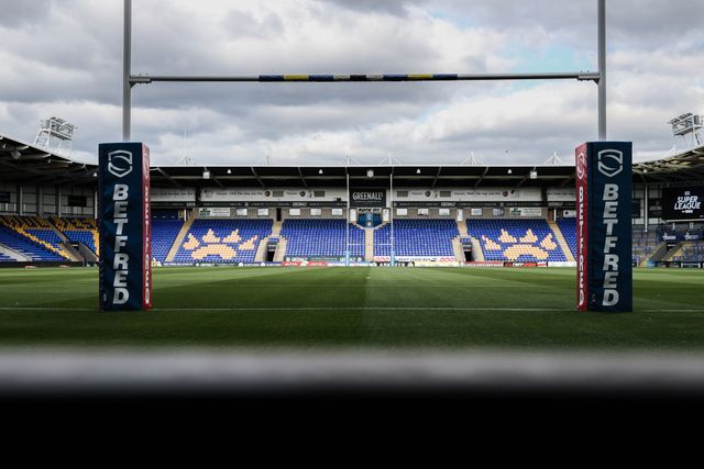 A general view of Halliwell Jones Stadium ahead of the Betfred Super League round 21 match Warrington Wolves vs Wigan Warriors at Halliwell Jones Stadium, Warrington, United Kingdom, 8th August 2025

(Photo by Alfie Cosgrove/News Images)
