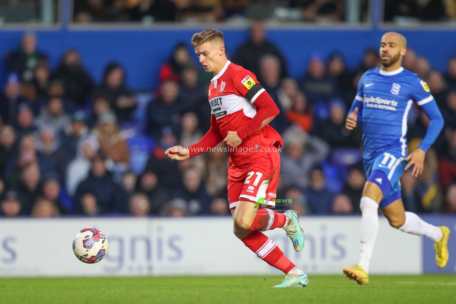 Marcus Forss #21 of Middlesbrough in action during the Sky Bet Championship match Birmingham City vs Middlesbrough at St Andrews, Birmingham, United Kingdom, 2nd January 2023

(Photo by Gareth Evans/News Images)