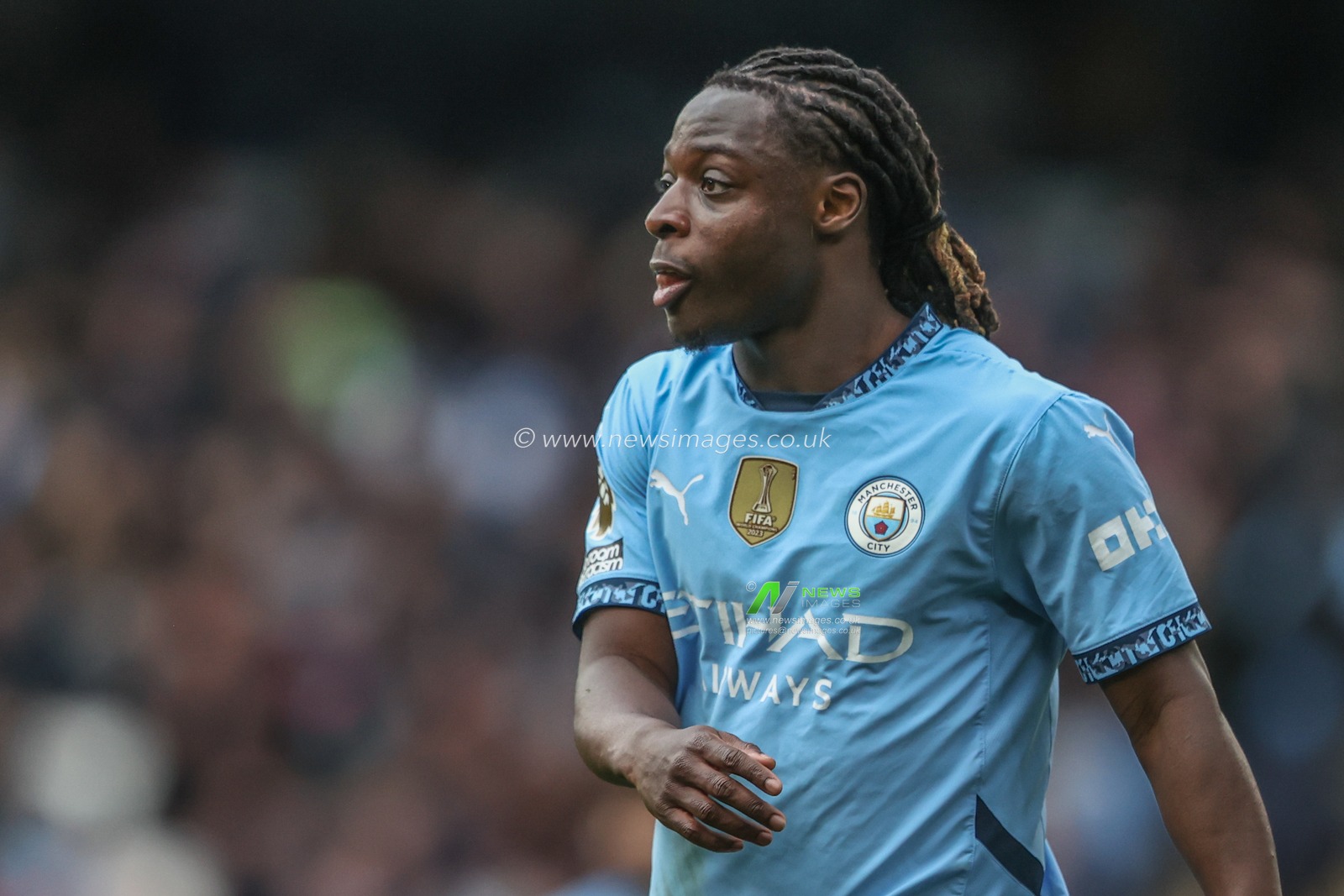 JÃ©rÃ©my Doku of Manchester City during the Premier League match Manchester City vs Brighton and Hove Albion at Etihad Stadium, Manchester, United Kingdom, 15th March 2025

(Photo by Alfie Cosgrove/News Images)