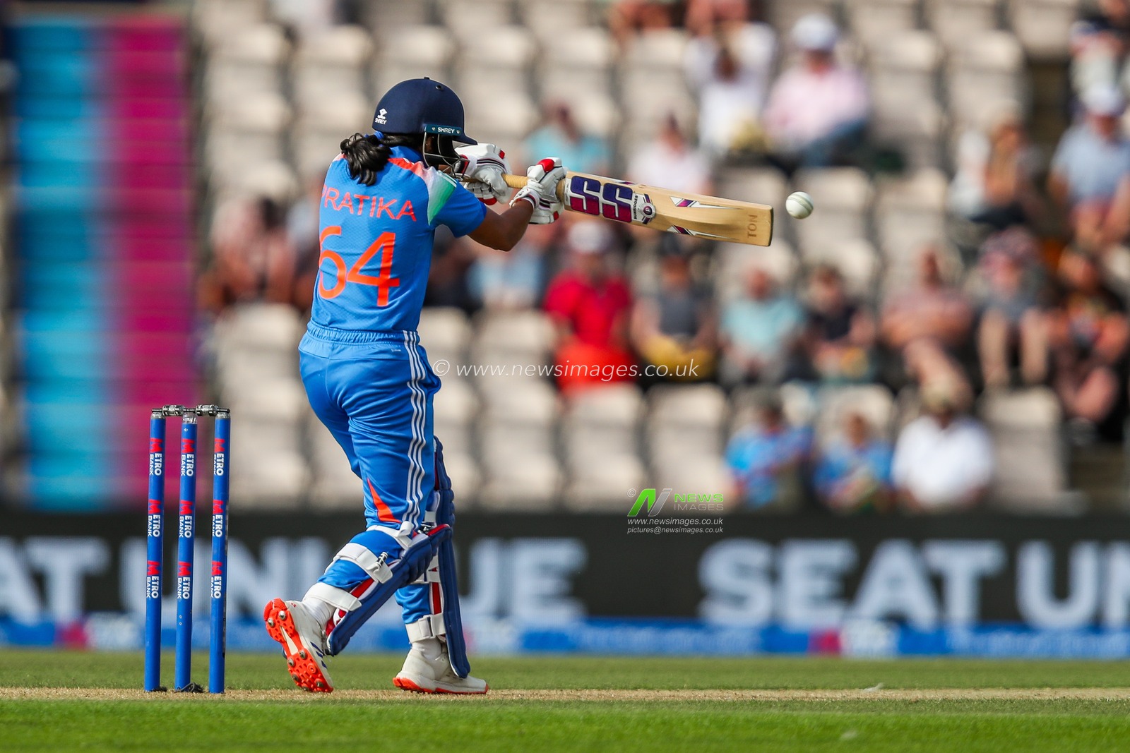 Pratika Rawal of India bats during the 1st Metro Bank One Day International match England Women vs India Women at The Utilita Bowl, Southampton, United Kingdom, 16th July 2025

(Photo by Izzy Poles/News Images)