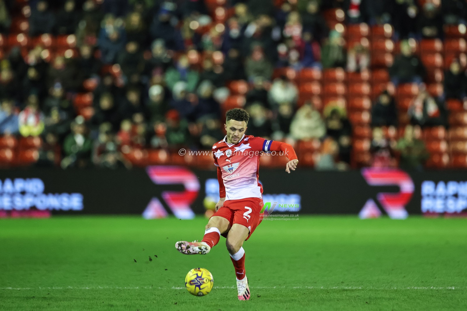 Jordan Williams of Barnsley with the ball during the Sky Bet League 1 match Barnsley vs Carlisle United at Oakwell, Barnsley, United Kingdom, 16th January 2024

(Photo by Mark Cosgrove/News Images)