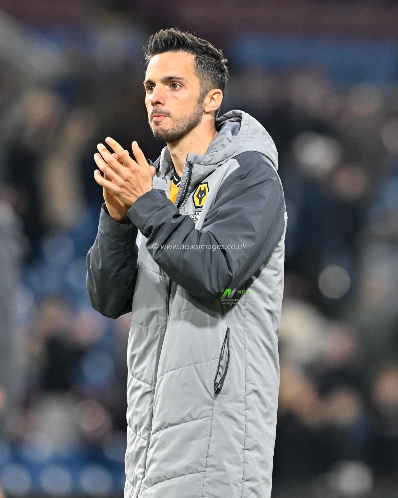 Pablo Sarabia of Wolverhampton Wanderers claps fans at full time, during the Premier League match Burnley vs Wolverhampton Wanderers at Turf Moor, Burnley, United Kingdom, 2nd April 2024

(Photo by Cody Froggatt/News Images)