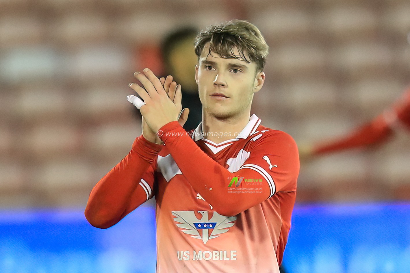 Luca Connell #48 of Barnsley applauds the home fans after Barnsley draw 1-1 during the Sky Bet League 1 match Barnsley vs Charlton Athletic at Oakwell, Barnsley, United Kingdom, 16th December 2023

(Photo by Alfie Cosgrove/News Images)