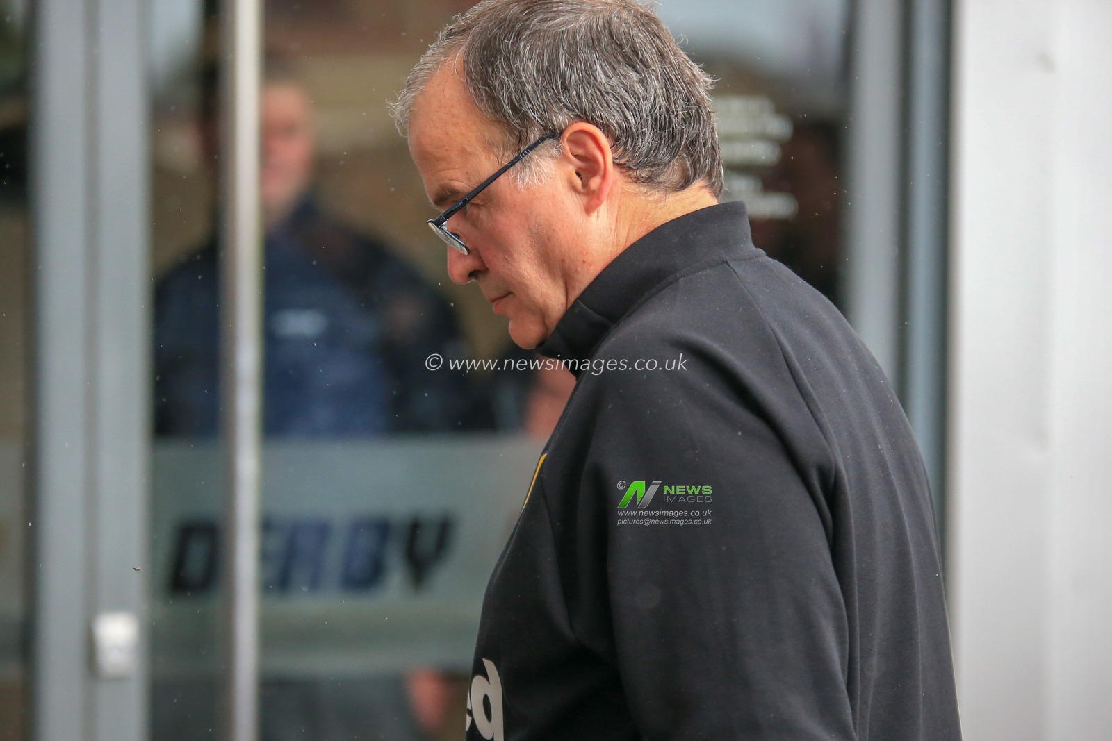 11th May 2019, Pride Park, Derby, England; Sky Bet Championship Play-offs Semi-Final 1st leg, Derby County vs Leeds United ; 

Marcelo Bielsa manager of Leeds Utd arriving at Pride Park

Credit: Craig Milner/News Images 

English Football League images are subject to DataCo Licence