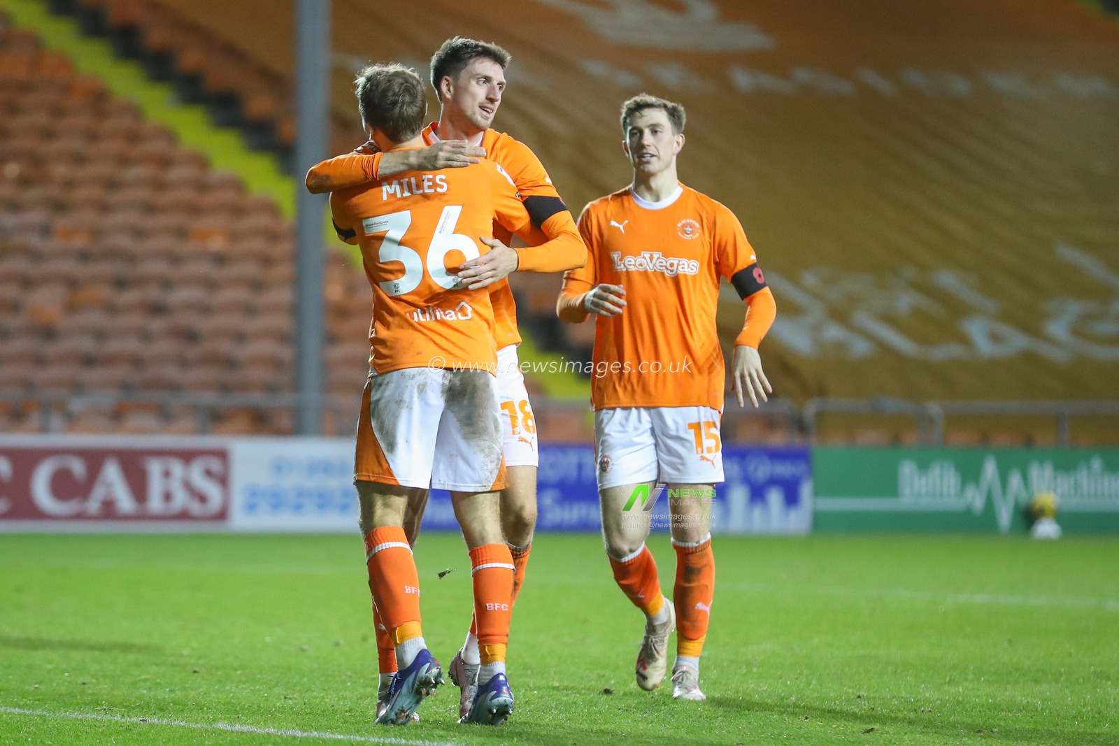 Jake Beesley #18 of Blackpool celebrates his goal to make it 2-0 during the Bristol Street Motors Trophy match Blackpool vs Morecambe at Bloomfield Road, Blackpool, United Kingdom, 14th November 2023

(Photo by Gareth Evans/News Images)