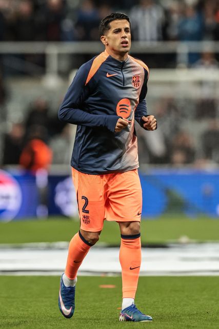 Joao Cancelo of Barcelona in the pregame warmup session during the UEFA Champions League Last 16 match Newcastle Untied vs Barcelona at St. James's Park, Newcastle, United Kingdom on 10 March 2026

(Photo by Mark Cosgrove/News Images)