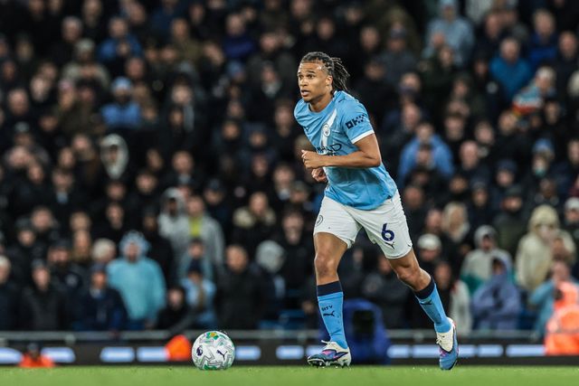 Nathan Ake of Manchester City breaks with the ball during the Premier League match Manchester City vs Crystal Palace at Etihad Stadium, Manchester, United Kingdom on 13 May 2026

(Photo by Mark Cosgrove/News Images)