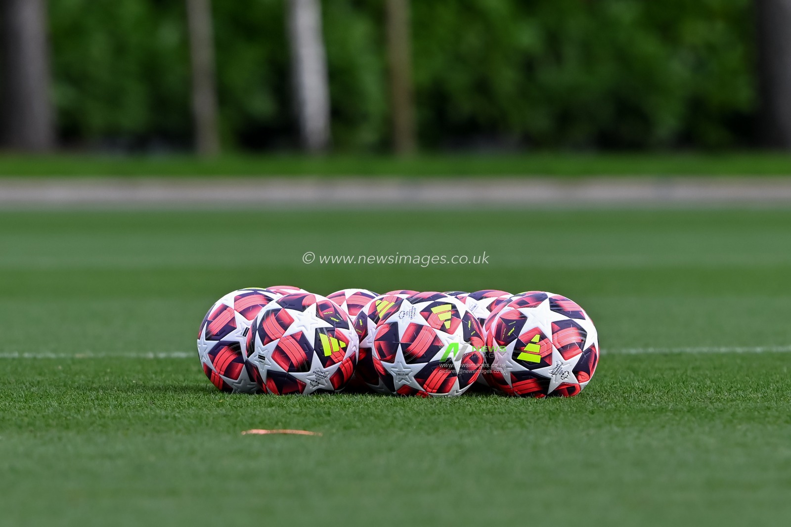 UEFA Women Champions league match balls lay waiting ahead of Manchester City Women Champions league open training session at Joie Stadium, Manchester, United Kingdom, 8th October 2024

(Photo by Cody Froggatt/News Images)