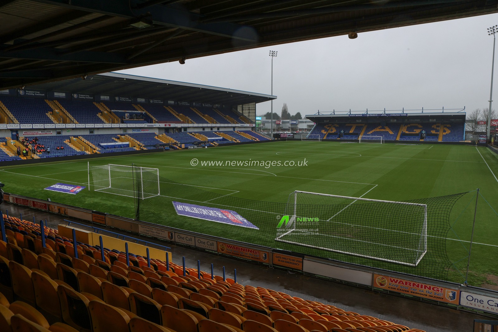 A general view of One Call Stadium ahead of the Sky Bet League 1 match Mansfield Town vs Huddersfield Town at One Call Stadium, Mansfield, United Kingdom, 22nd November 2025

(Photo by Richard Bierton/News Images)

*** GER AUT SUI OUT ***