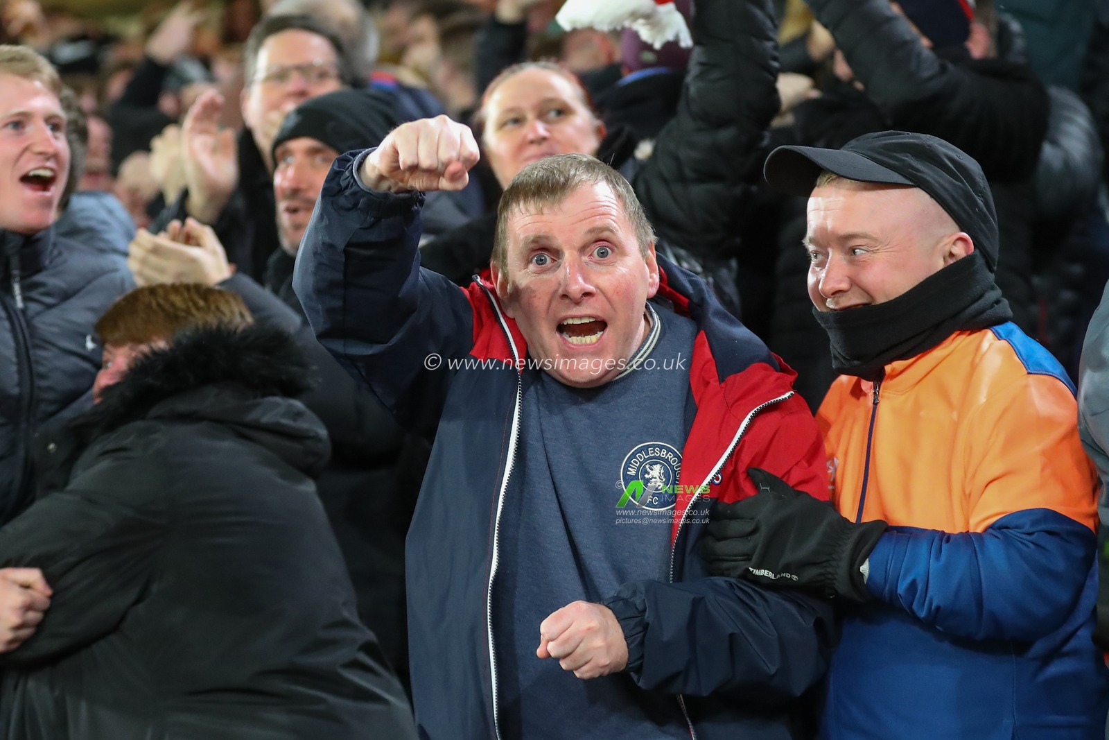 Middlesbrough fans celebrate Chuba Akpom #29 of Middlesbrough goal to make it 1-1 during the Sky Bet Championship match Sheffield United vs Middlesbrough at Bramall Lane, Sheffield, United Kingdom, 15th February 2023

(Photo by Gareth Evans/News Images)