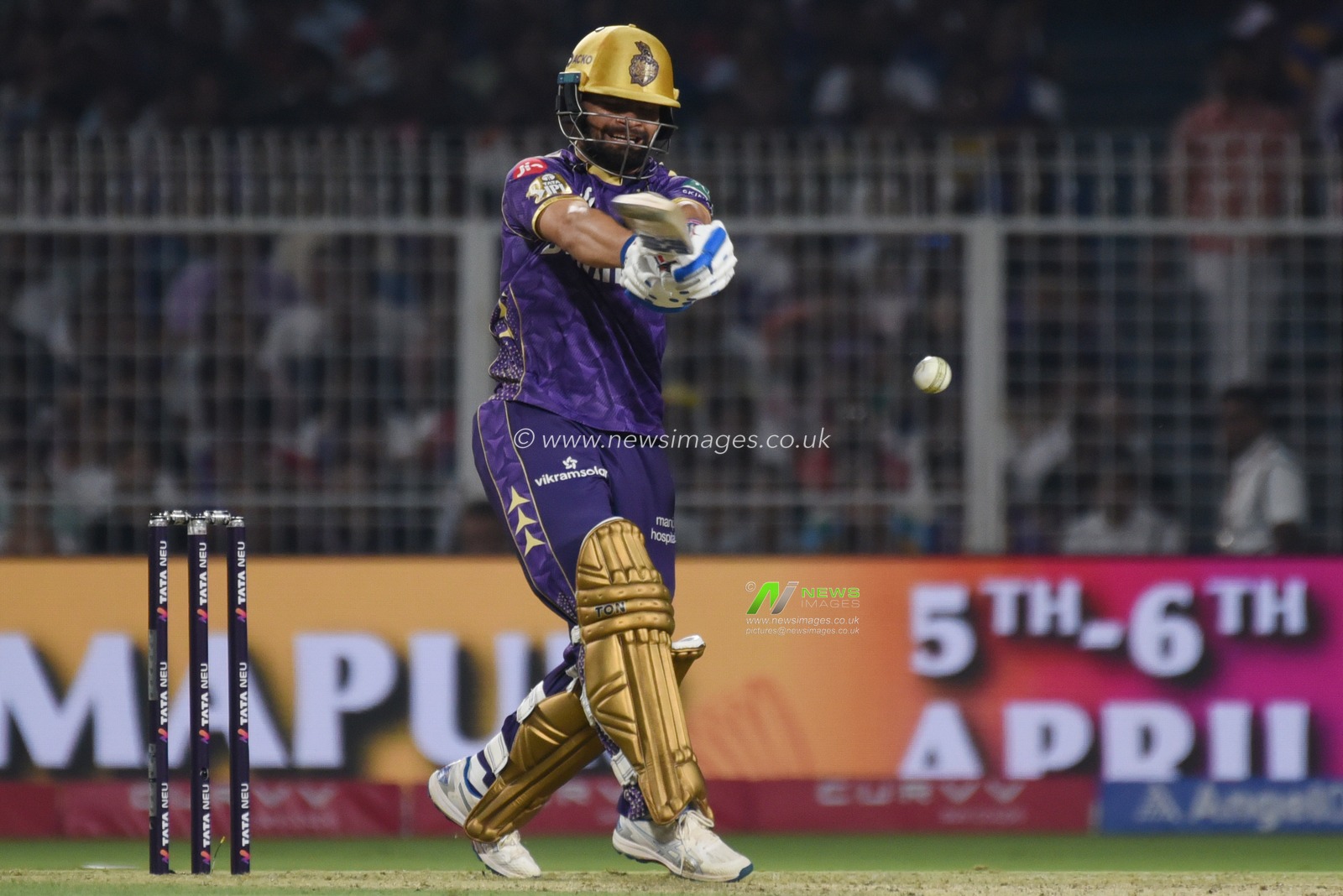 Kolkata Knight Riders' Rinku singhi plays a shot during the Indian Premier League (IPL) Twenty20 cricket match between Kolkata Knight Riders and Sunrisers Hyderabad at the Eden Gardens in Kolkata on April 3, 2025..Photo by Debajyoti Chakraborty.(Photo: Debajyoti Chakraborty/News Images)