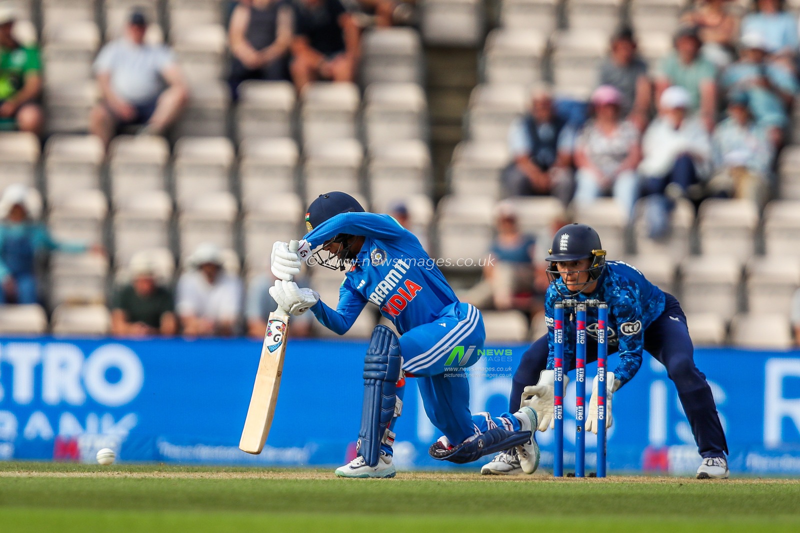 Jemimah of India bats during the 1st Metro Bank One Day International match England Women vs India Women at The Utilita Bowl, Southampton, United Kingdom, 16th July 2025

(Photo by Izzy Poles/News Images)