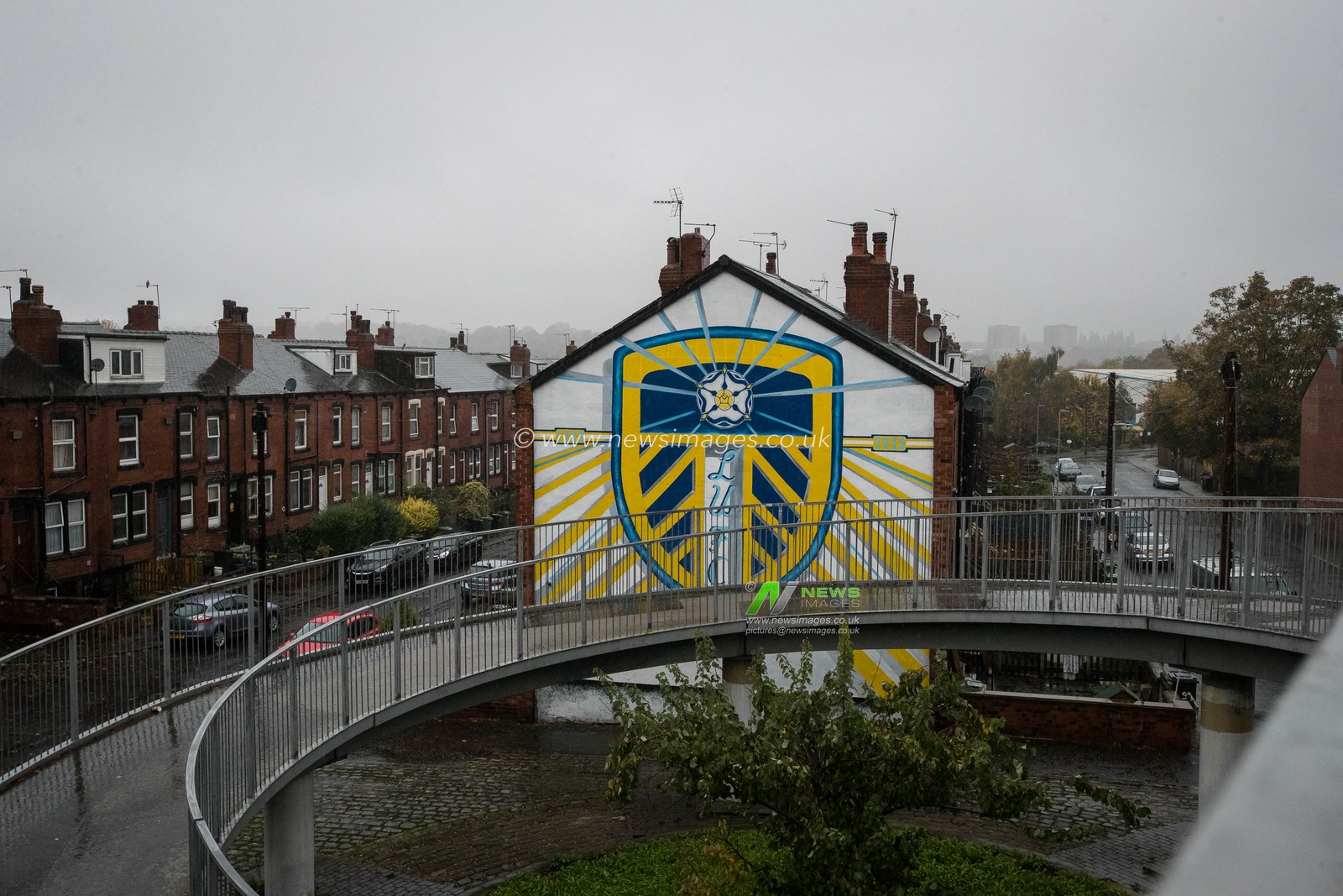 General view of a Leeds United mural near Elland Road Stadium ahead of the Premier League match Leeds United vs Fulham at Elland Road, Leeds, United Kingdom, 23rd October 2022

(Photo by James Heaton/News Images)