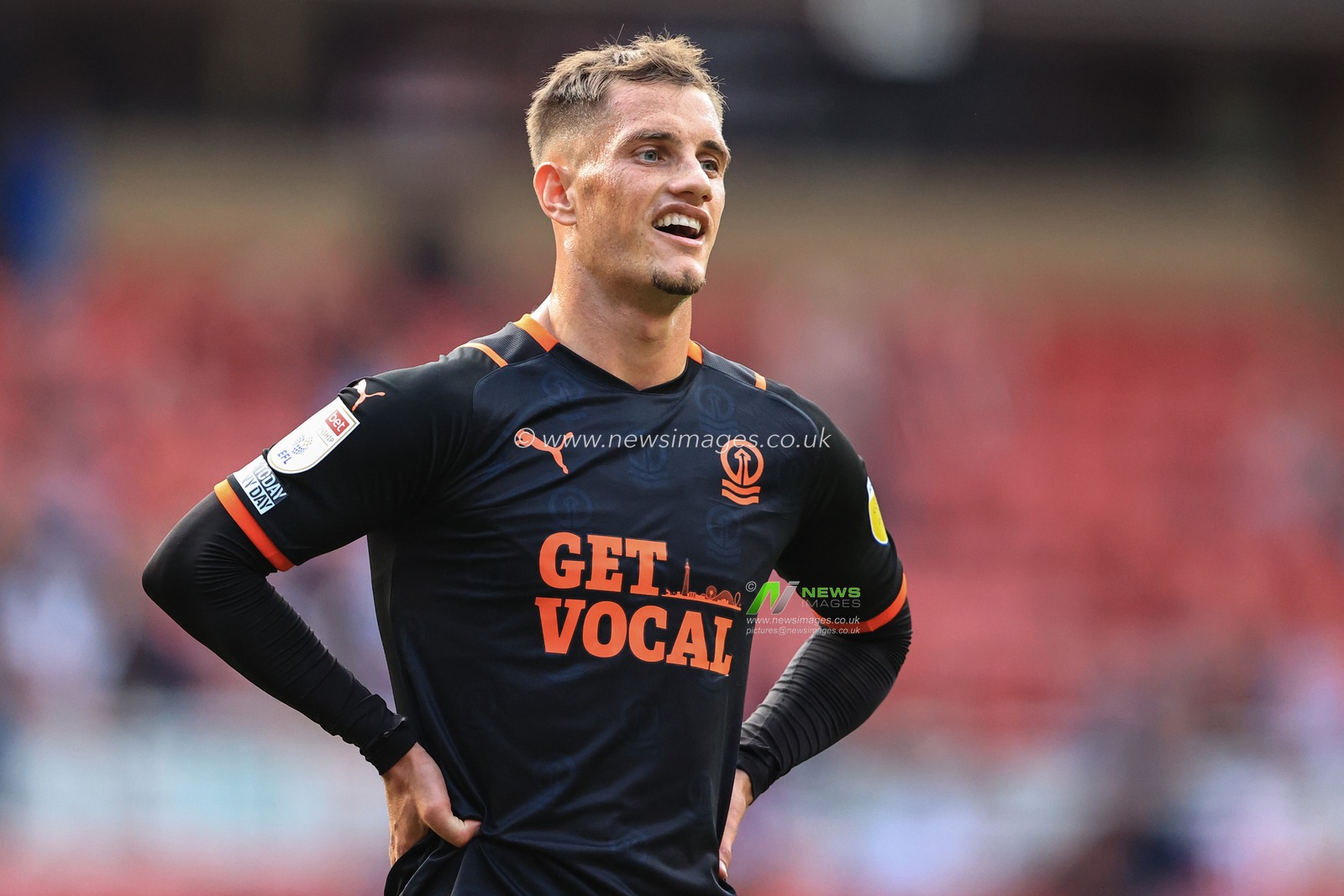 Jerry Yates #9 of Blackpool during the game