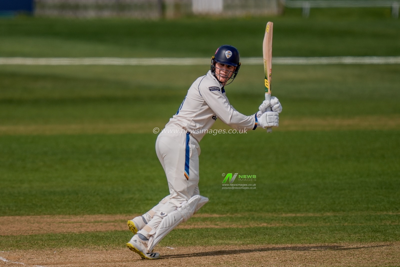 Luis Reece  takes a run during the County Championship Division Two Derbyshire v Gloucestershire at The Central Co-Op County Ground, Derby, United Kingdom on 26 April 2026

(Photo by Maynard Manyowa/News Images)