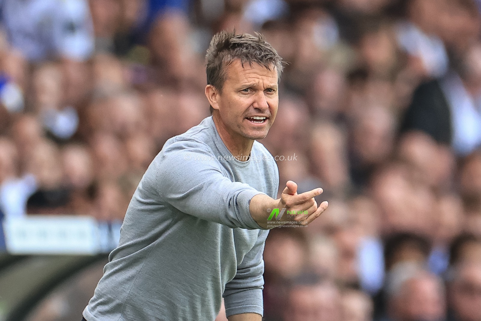 Jesse Marsch manager of Leeds United reacts during the game