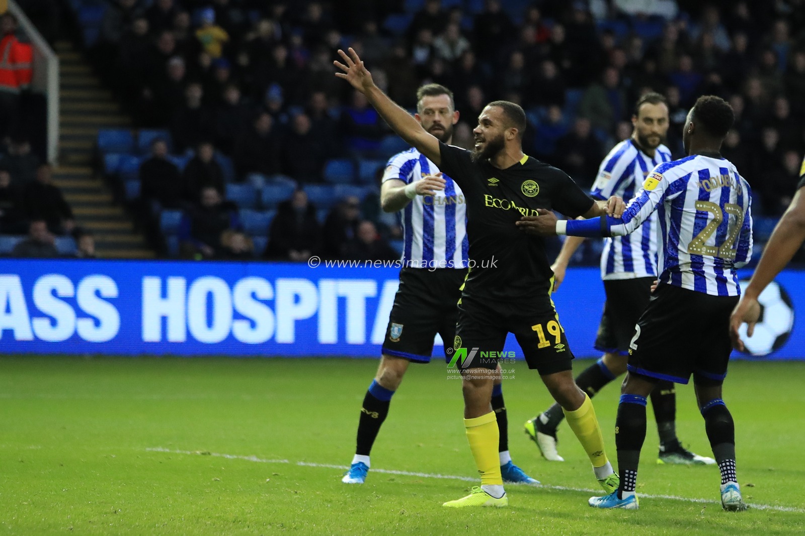 7th December 2019, Hillsborough, Sheffield, England; Sky Bet Championship, Sheffield Wednesday v Brentford : Bryan Mbeumo (19) of Brentford celebrates his goal to make it 0-1

Credit: Mark Cosgrove/News Images