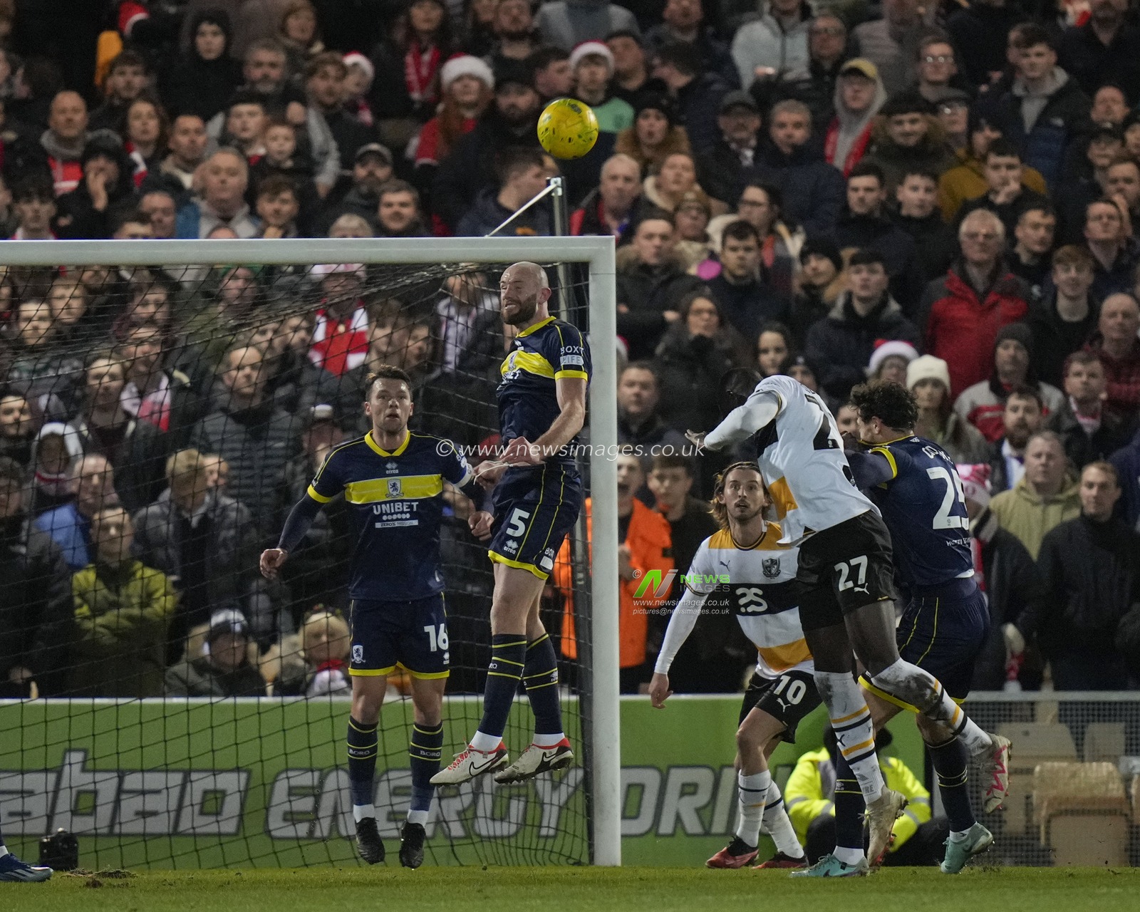 Matthew Clarke #5 of Middlesbrough heads clear during the Carabao Cup Quarter Final match Port Vale vs Middlesbrough at Vale Park, Burslem, United Kingdom, 19th December 2023

(Photo by Steve Flynn/News Images)