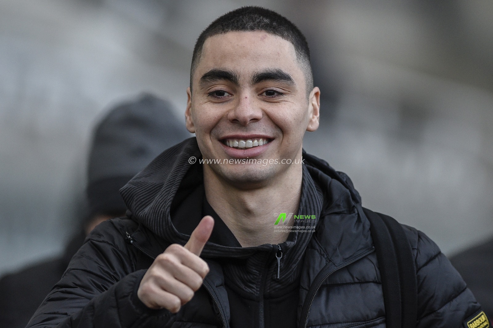18th January 2020, St. James's Park, Newcastle, England; Premier League, Newcastle United v Chelsea : Miguel AlmirÃ³n (24) of Newcastle United arrives at St. James' Park

Credit: Iam Burn/News Images