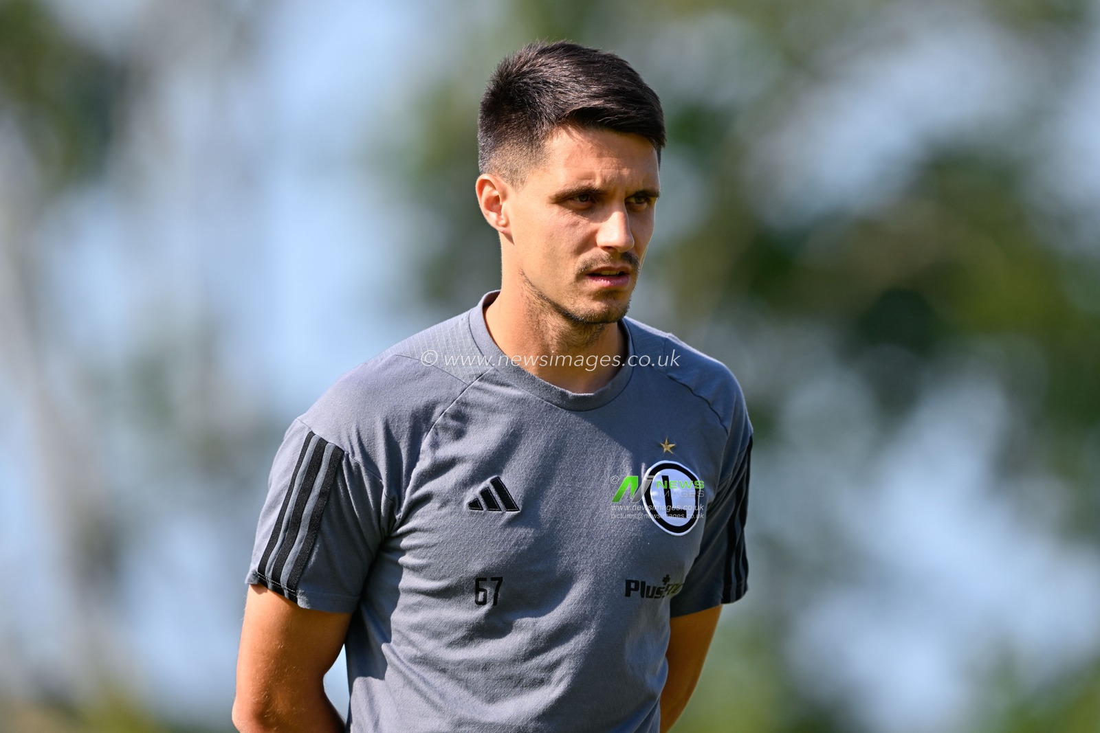 Bartosz Kapustka of Legia Warszawa inspects the pitch ahead of the UEFA Europa Conference League Second Qualifying Round 2nd leg match Caernarfon Town vs Legia Warsaw at Nantporth, Bangor, United Kingdom, 1st August 2024

(Photo by Cody Froggatt/News Images)