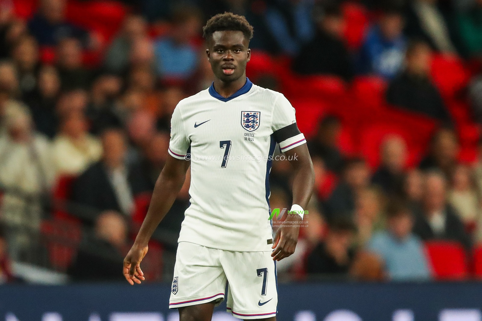 Bukayo Saka of England looks on during the UEFA Nations League - League B - Group B2 - match England vs Greece at Wembley Stadium, London, United Kingdom, 10th October 2024

(Photo by Gareth Evans/News Images)