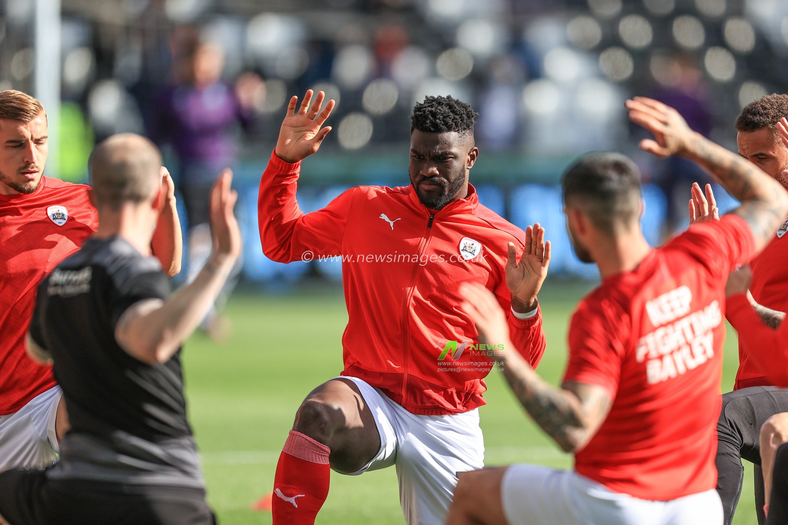 Daryl Dike #10 of Barnsley during the pre-game warmup
